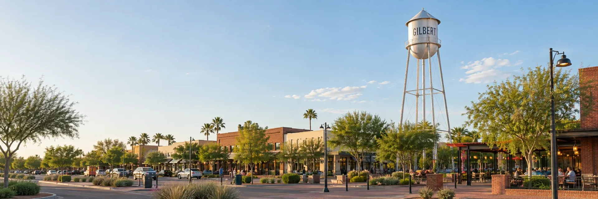 AI-generated illustration of Gilbert's water tower and a downtown streetscape